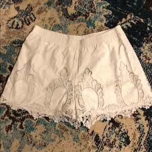 Faux Leather Shorts with Lace Detailing